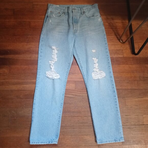 LEVI'S 501 original cropped jeans 28" inseam in Ojai Blue (sz29) - Picture 5 of 16